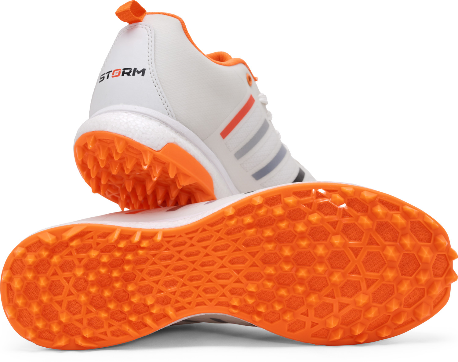 Image of TYKA Storm ETPU Studs Cricket Shoes for Men Sneakers For Unisex (Orange, White , 10)