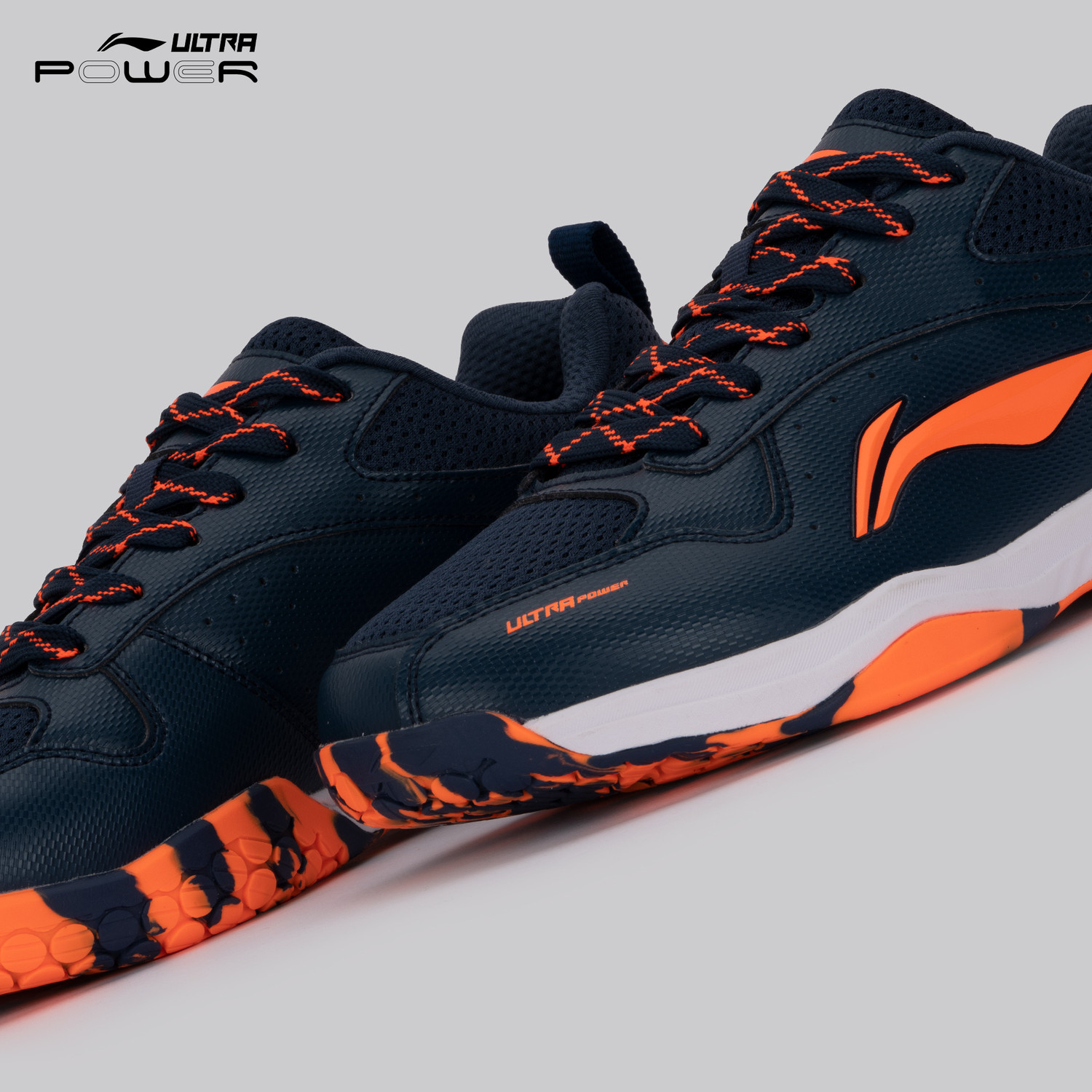 Image of LI-NING Ultra Power Badminton Shoes For Men (Navy, Orange , 2.5)