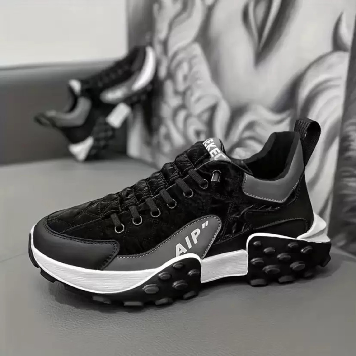 Image of WALKAROO Walking Shoes For Men (Black , 9)