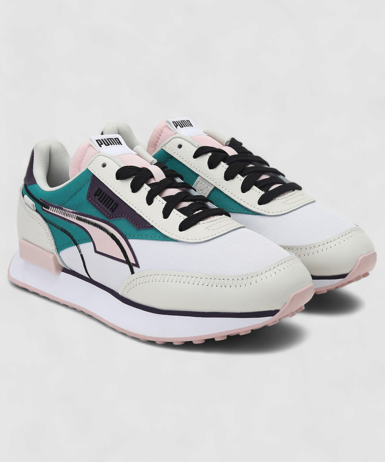 Image of PUMA Future Rider Twofold Sneakers For Women (White, Green, 5)