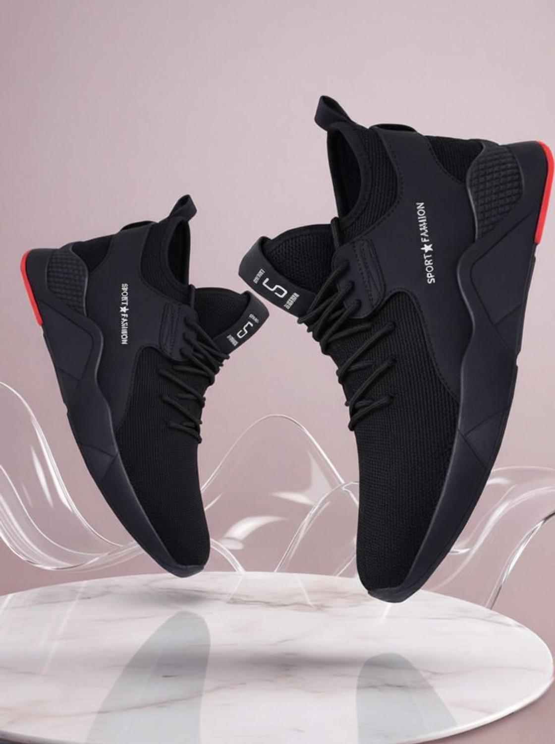 Airhype Sneakers for Men (Black, Size 7) - Image 1