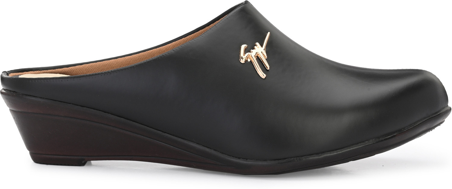 Image of FOOTLOOSE Women Flats Comfortable Slip On Backless Pointed Toe Mules Shoes Casuals For Women (Black , 9)