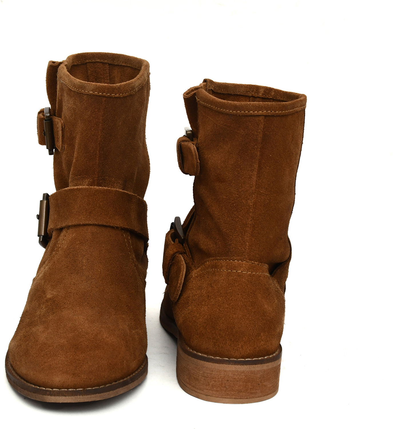 Image of PILLAA Genuine Leather Stylish Girls High Ankle Suede Party Wear Boots For Women (Tan , 3)