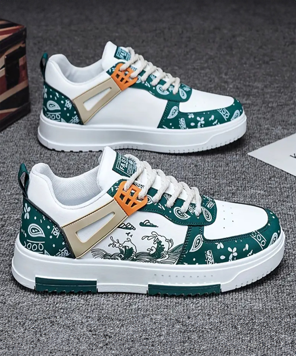 Xtoon Good vibes white green light weight sneakers sports Casuals...more - Image 1