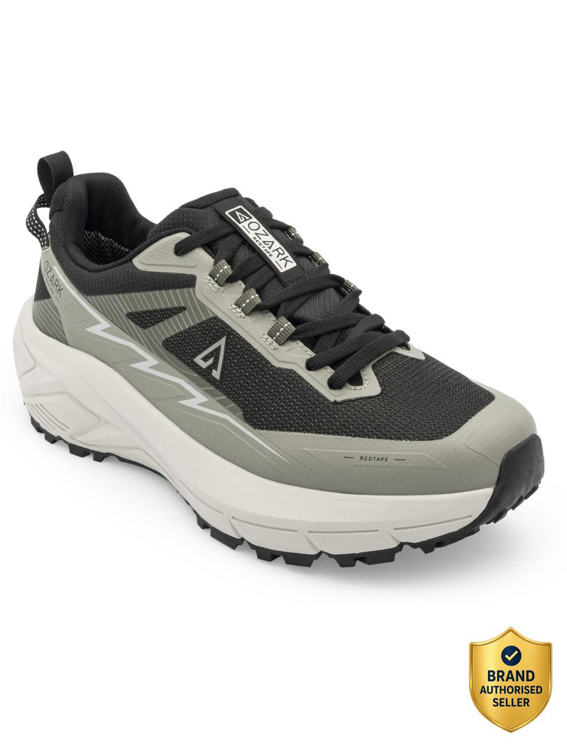 Image of RED TAPE Ozark High-Top Outdoor Hiking & Trekking Shoes For Men (Green, Black , 6)