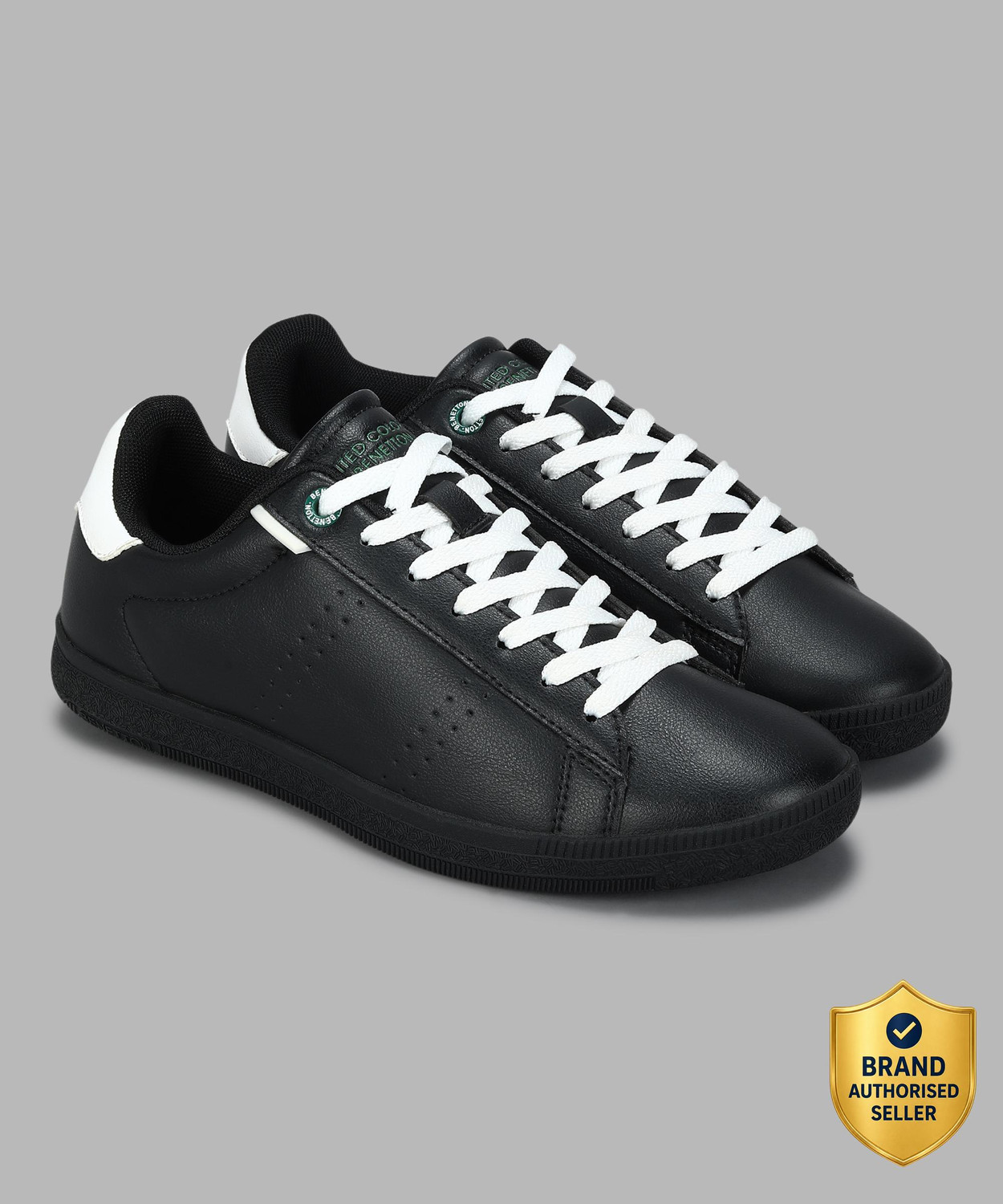 Image of United Colors of Benetton Perforations Lace-Up Sneakers Sneakers For Men (White , 8)
