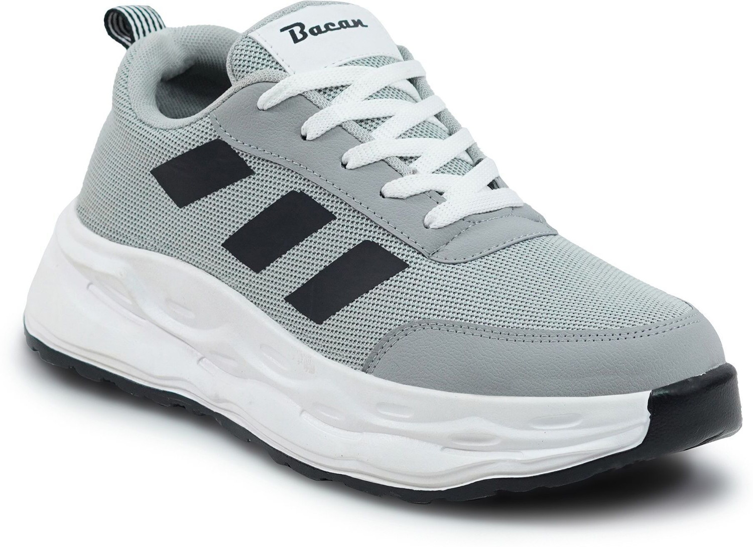 Image of Bacan Men's Premium Casual Sneakers | Stylish Lace-Up Shoes for Daily & Outdoor Wear Running Shoes For Men (Grey , 9)
