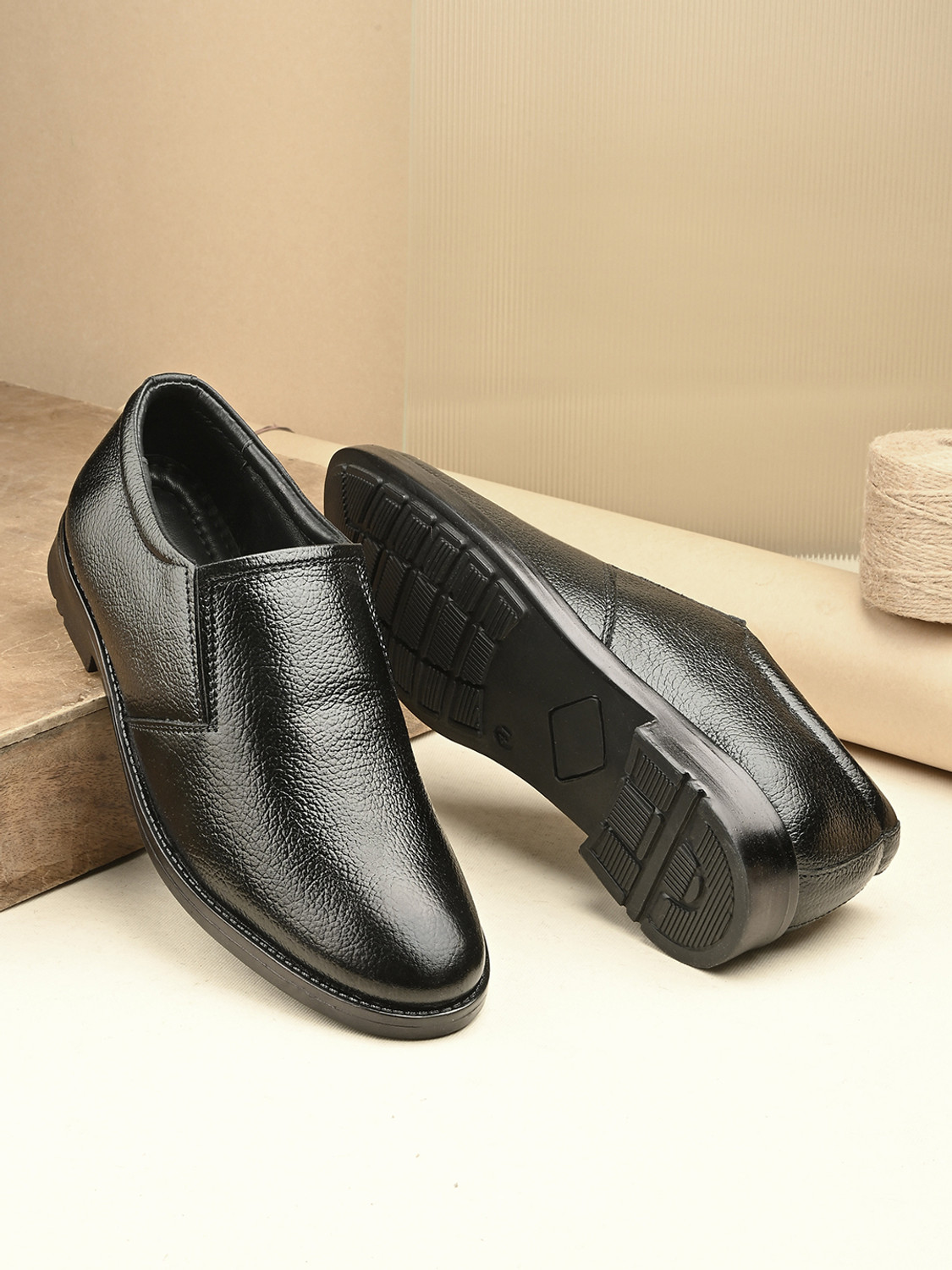 Image of kosher Genuine Leather Formal Shoes Slip On For Men (Brown , 10)