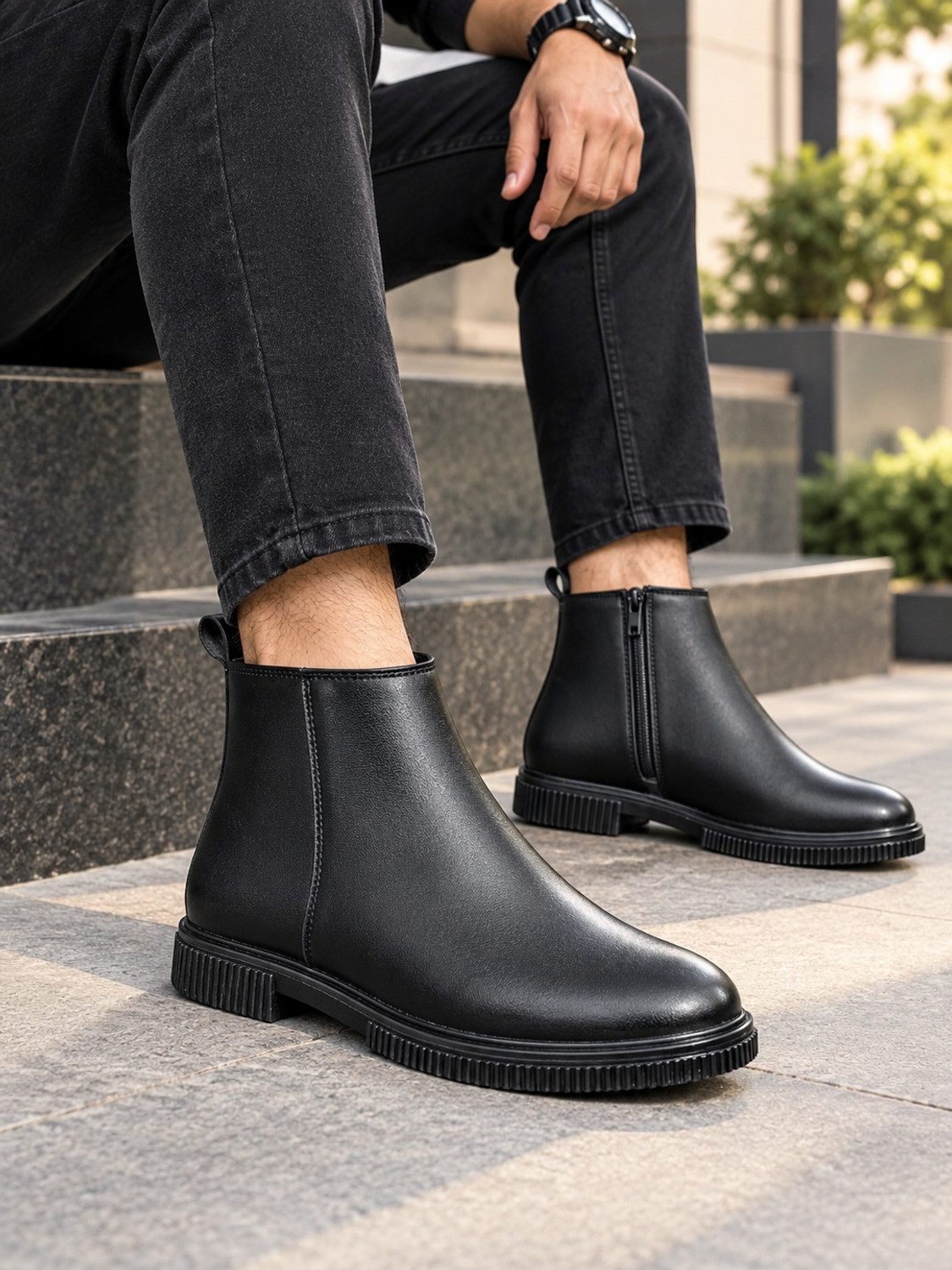ERIX Chelsea Boots for Men, Black, Size 7 - Image 1