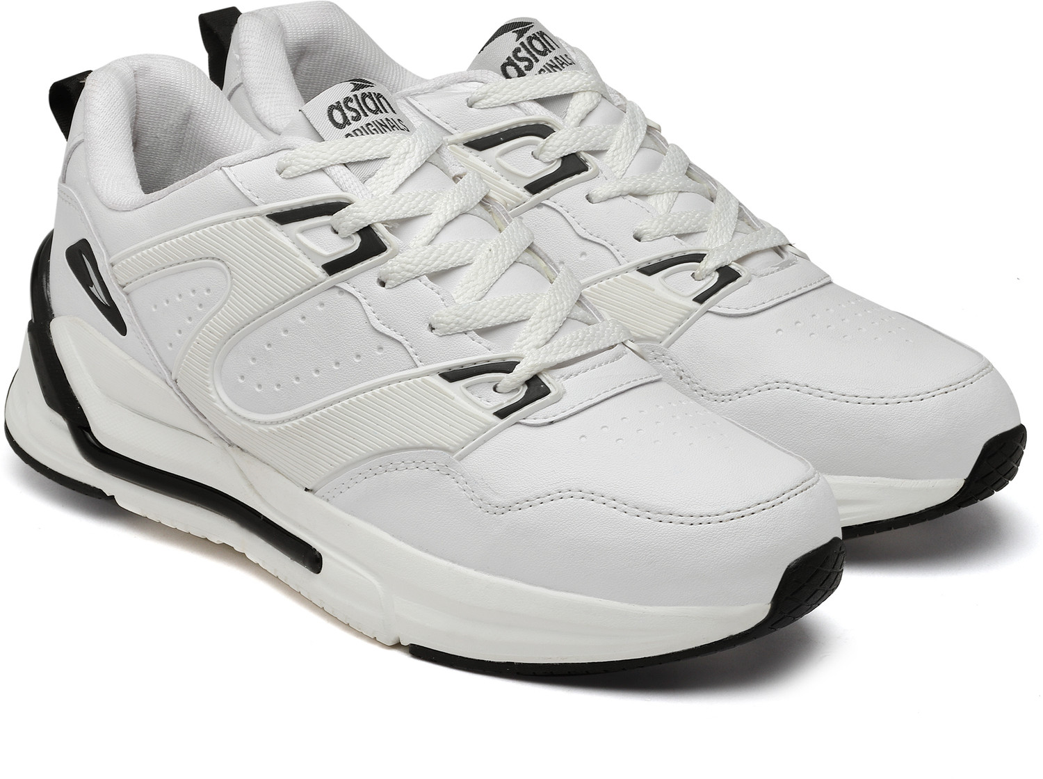 Image of asian Casual Sneaker Shoes for Men | Soft Cushioned Insole || Urban-15 Sneakers For Men (White, Black , 10)