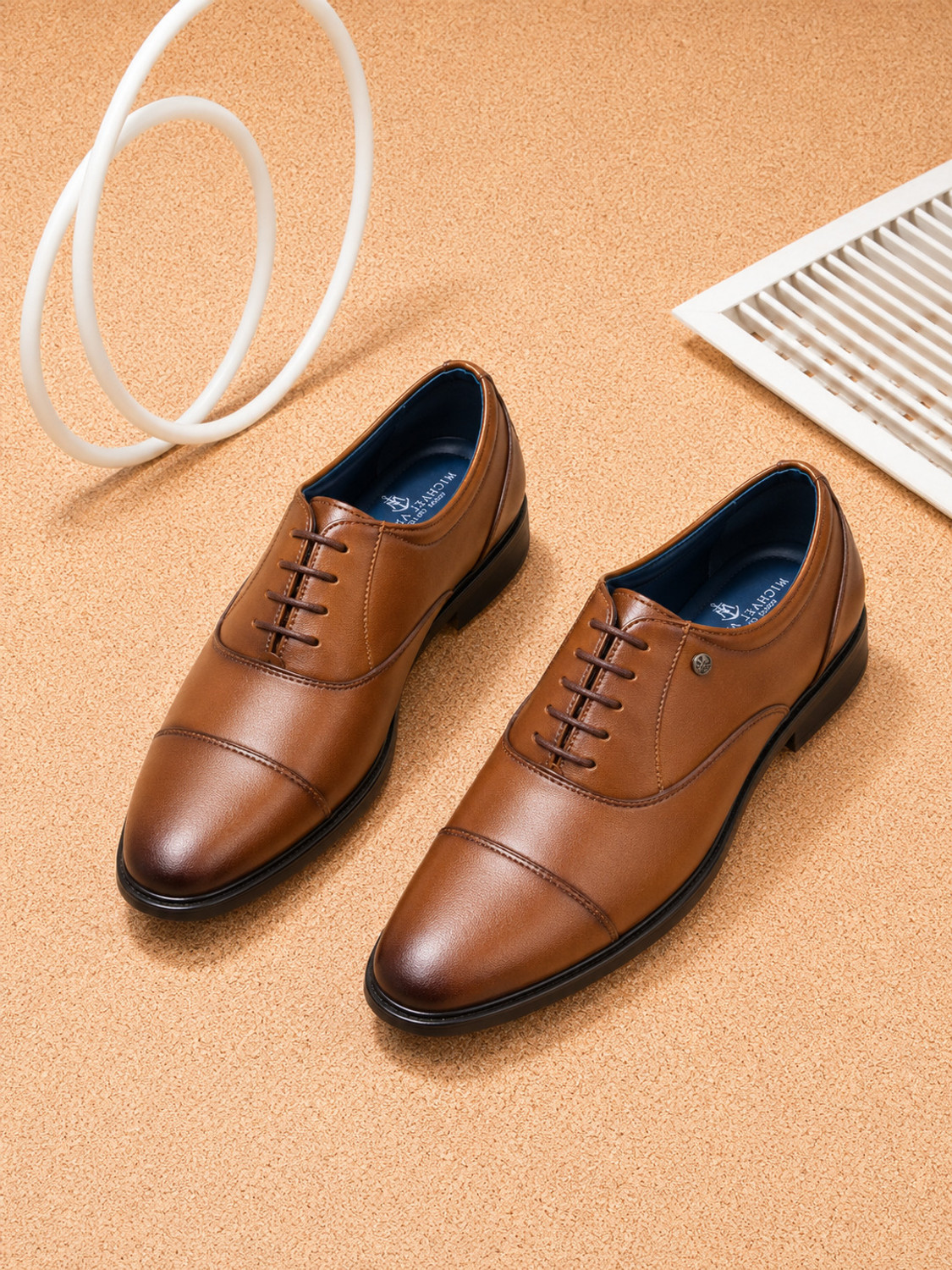 Image of Michael Angelo Formal Shoes For Men (Tan , 5)