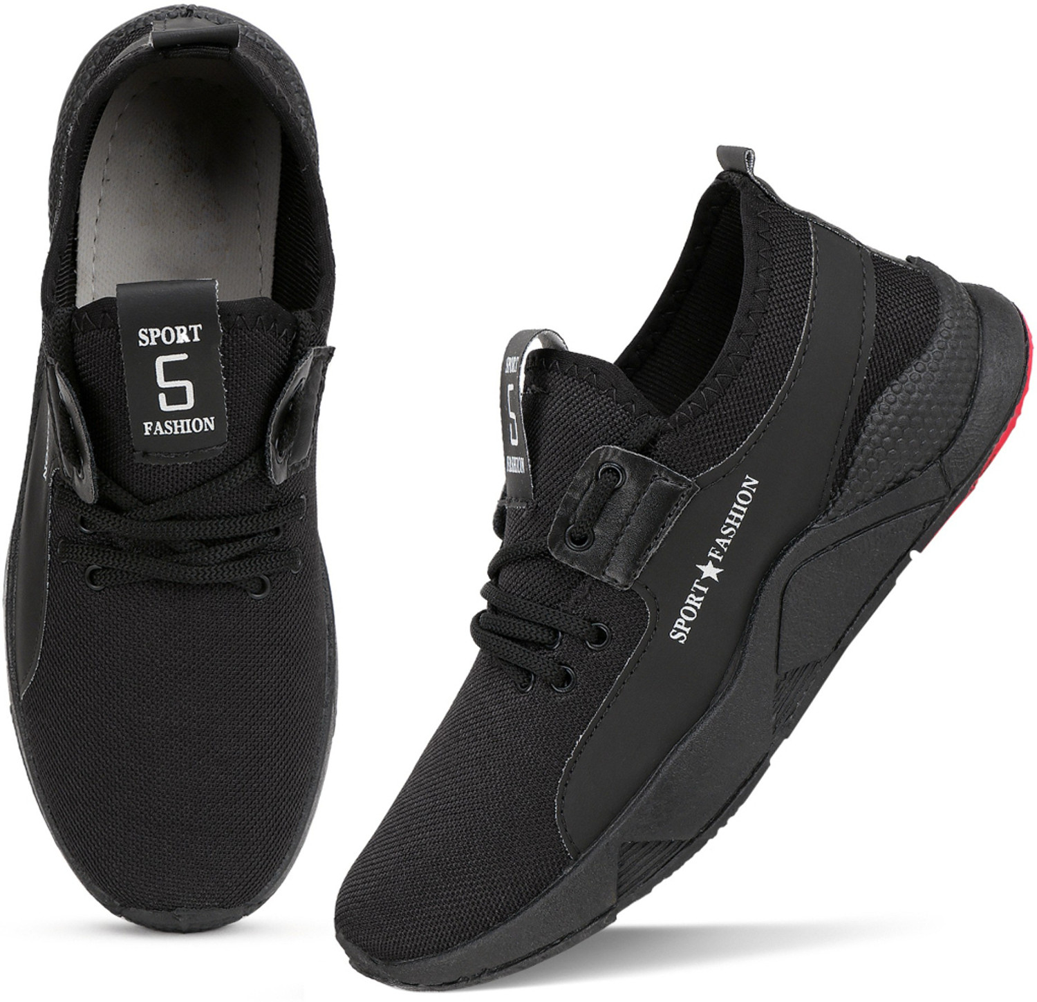 Image of Footox Trendy Sports Running Shoes For Men (Black, Gold , 10)