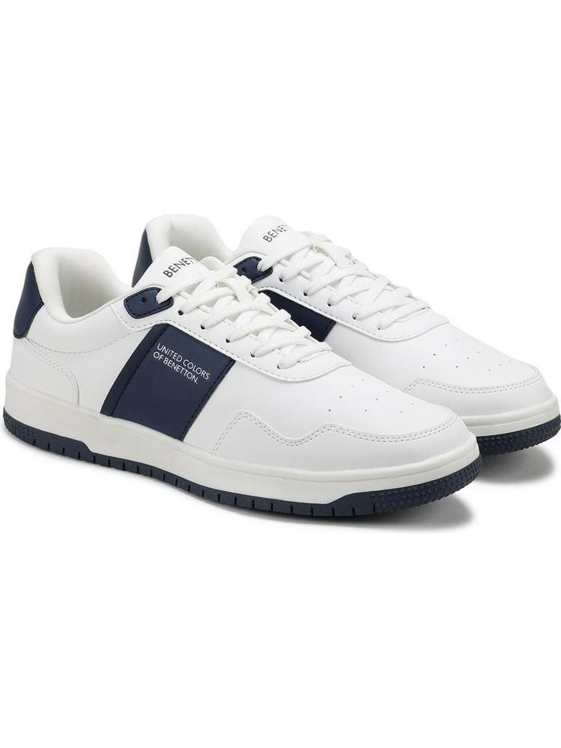 Image of United Colors of Benetton Perforations Lace-Up Sneakers Sneakers For Men (White , 8)