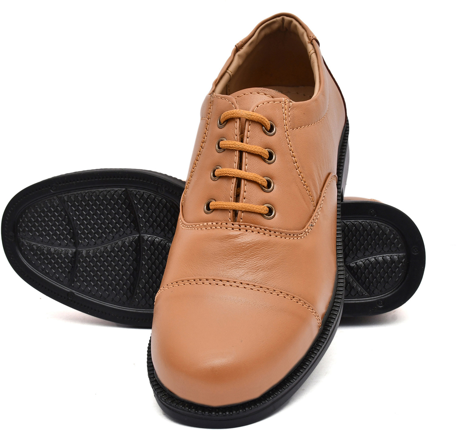 Image of PILLAA Men's Genuine Leather Lace Up Office Formal Oxford Shoes Lace Up For Men (Beige , 11)