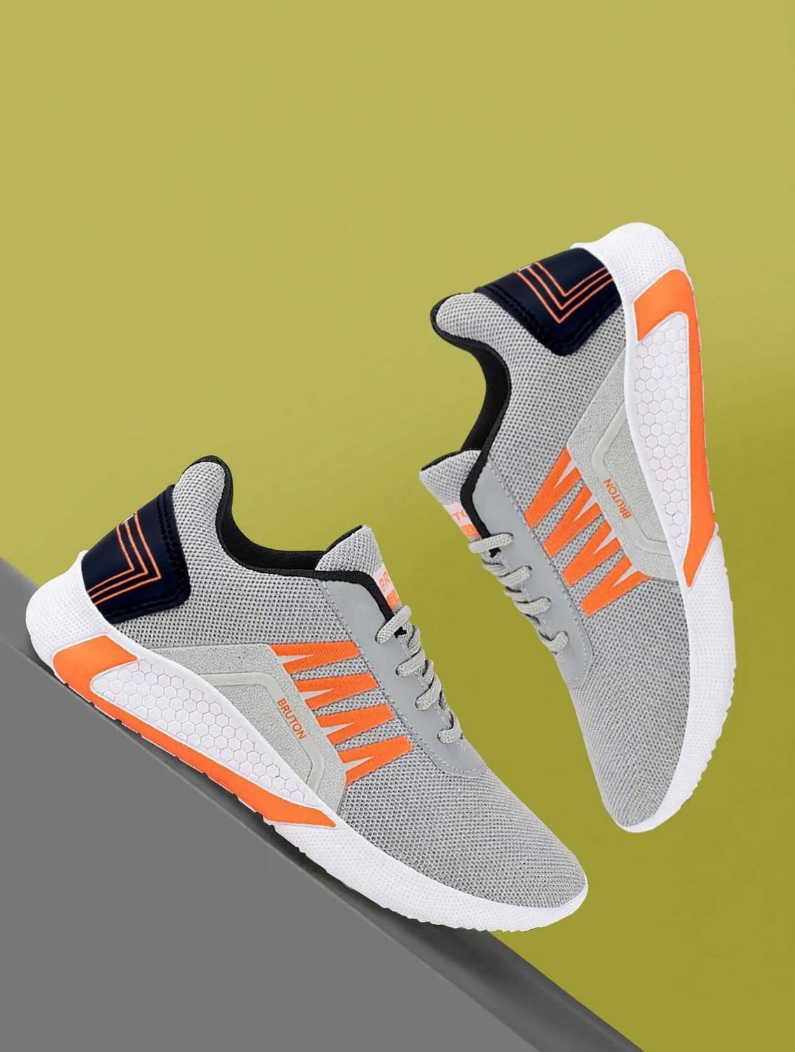 BRUTON Men's Orange Sneakers - Image 6