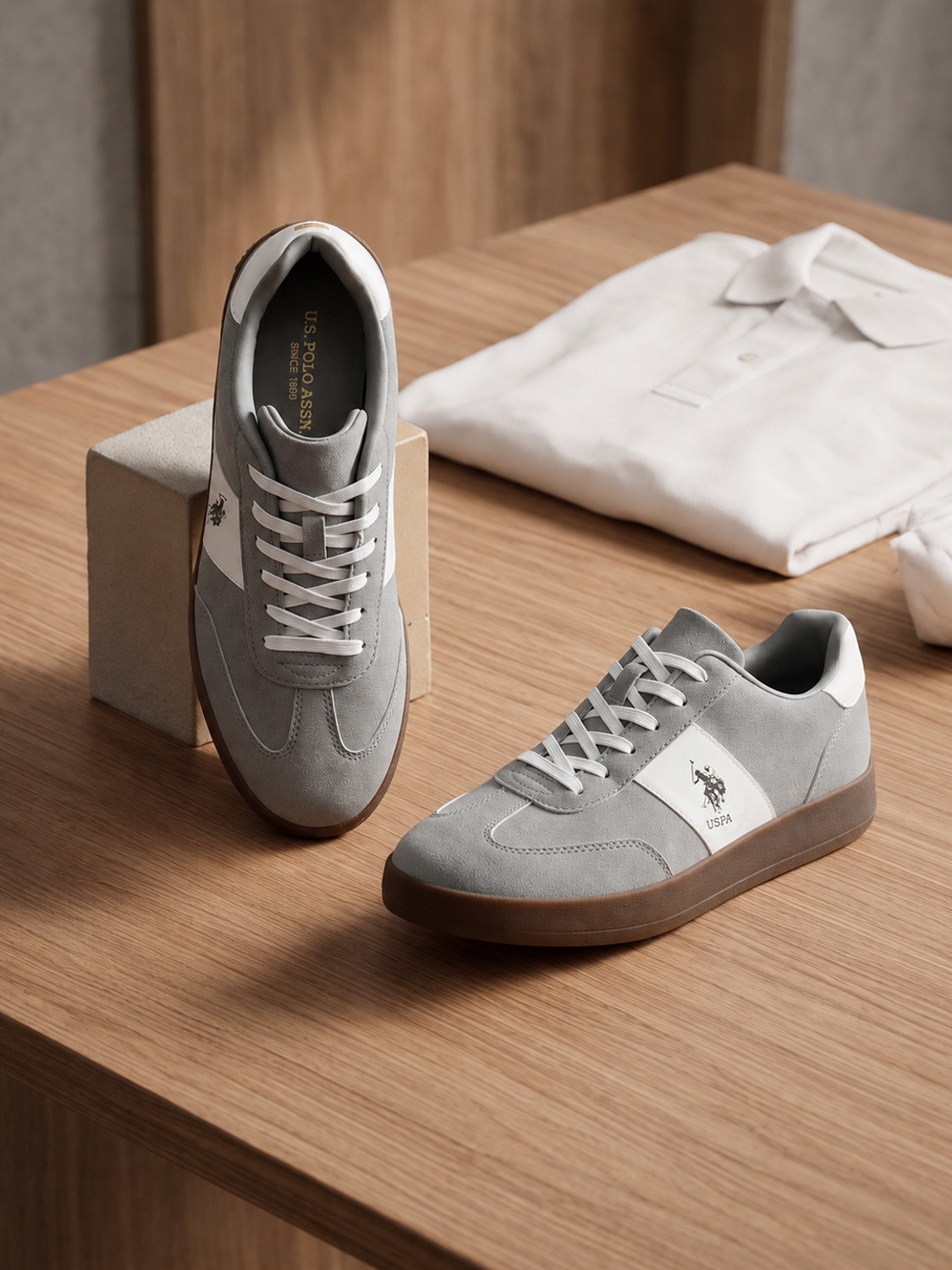 U.S. POLO ASSN. Sneakers for Men (Grey, Size 9) - Image 1