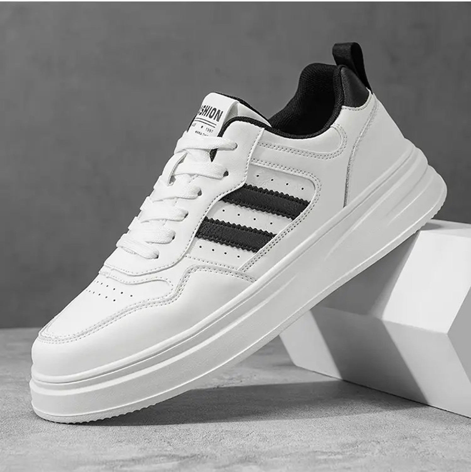Image of KAMBEK Men's White New Stylish and Trendy Shoes New Era Shoes Sneakers For Men (White , 9)