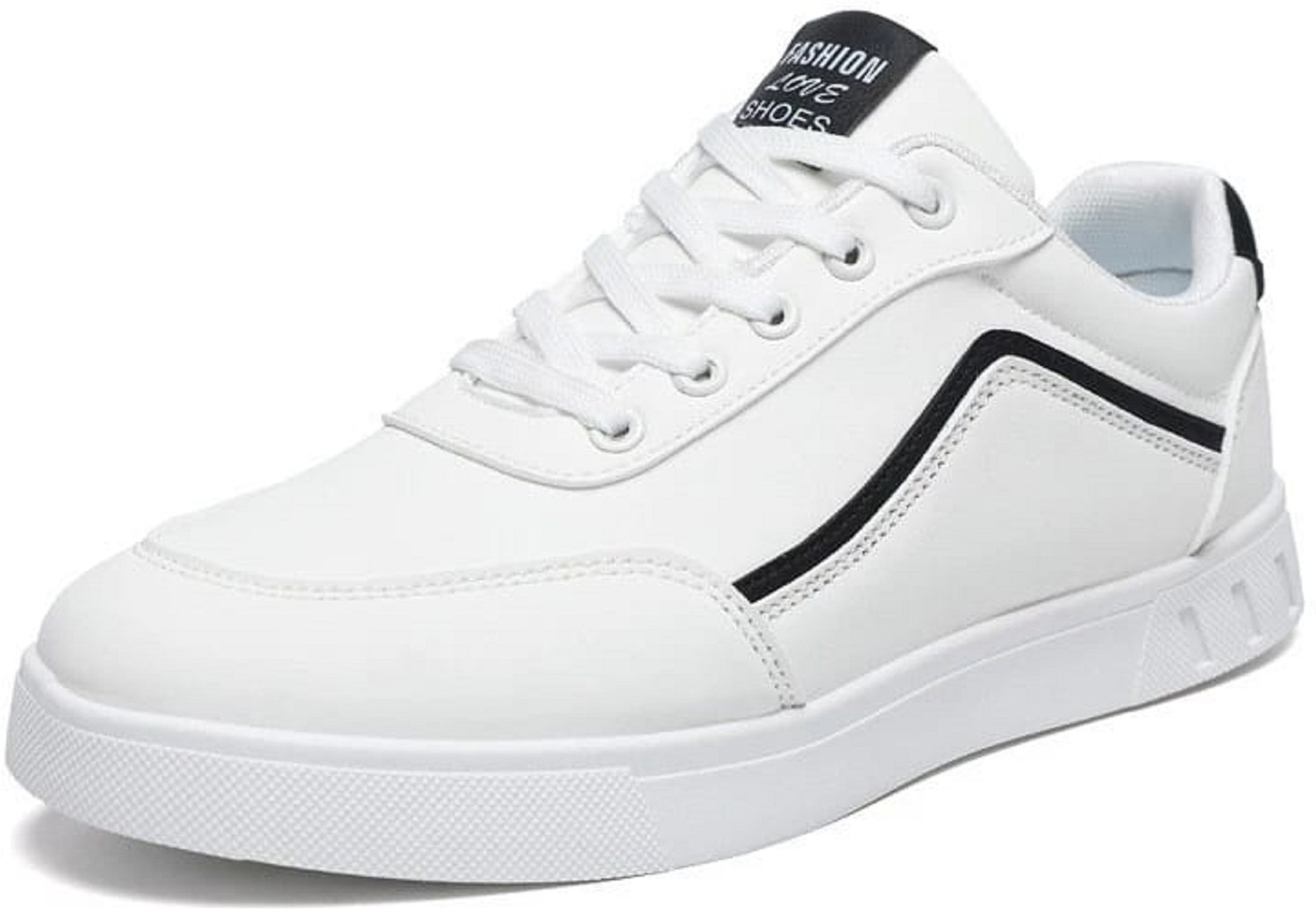 Image of Rising Monk Attractive Premium Quality Sports Casual White Sneakers Shoes For men. Sneakers For Men (White, Tan , 8)