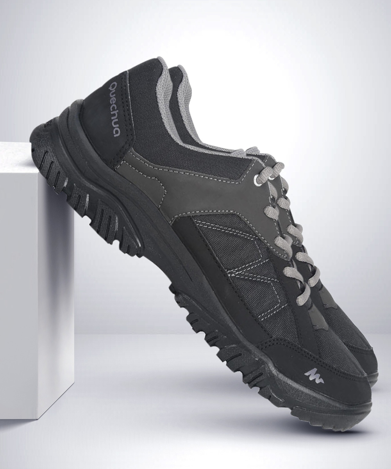 Image of QUECHUA NH 100 Hiking & Trekking Shoes For Men (Black , 10.5)
