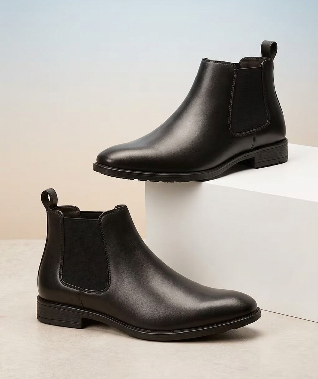 Image of Posewalk Men's Slip On Fashion Chelsea Boots Soft Cushioned Insole Trendy, Stylish Boots For Men (Black , 8)