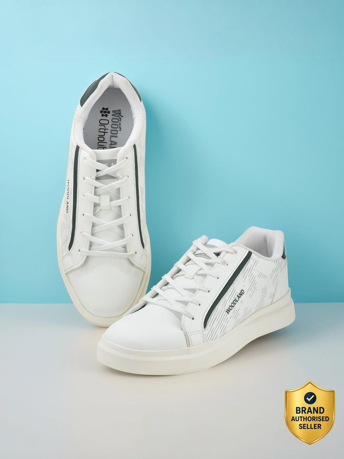 WOODLAND Men's White Casual Sneakers (Size 7) - Image 1