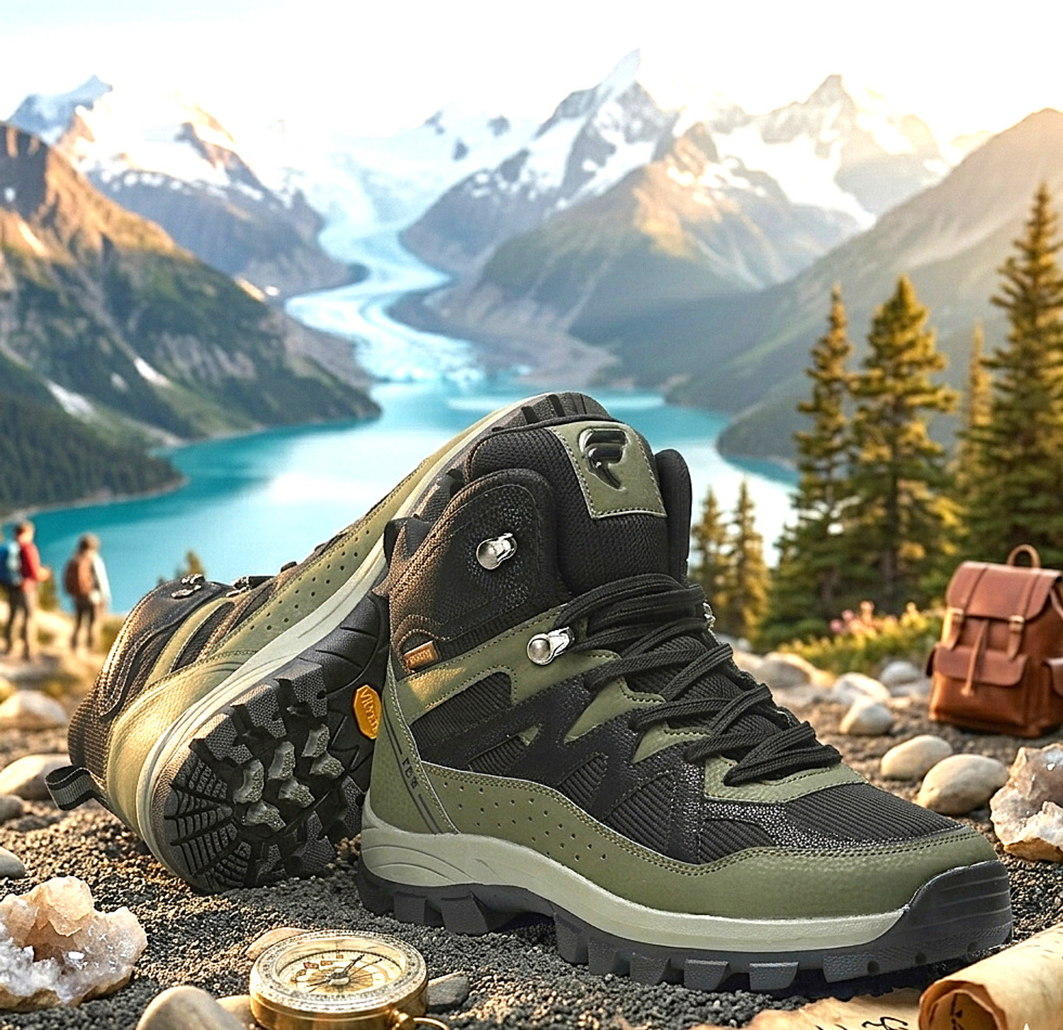 Image of Adventra Men's Waterproof Hiking Boots |WH1106 | Black Outdoors For Men (Black , 10.5)
