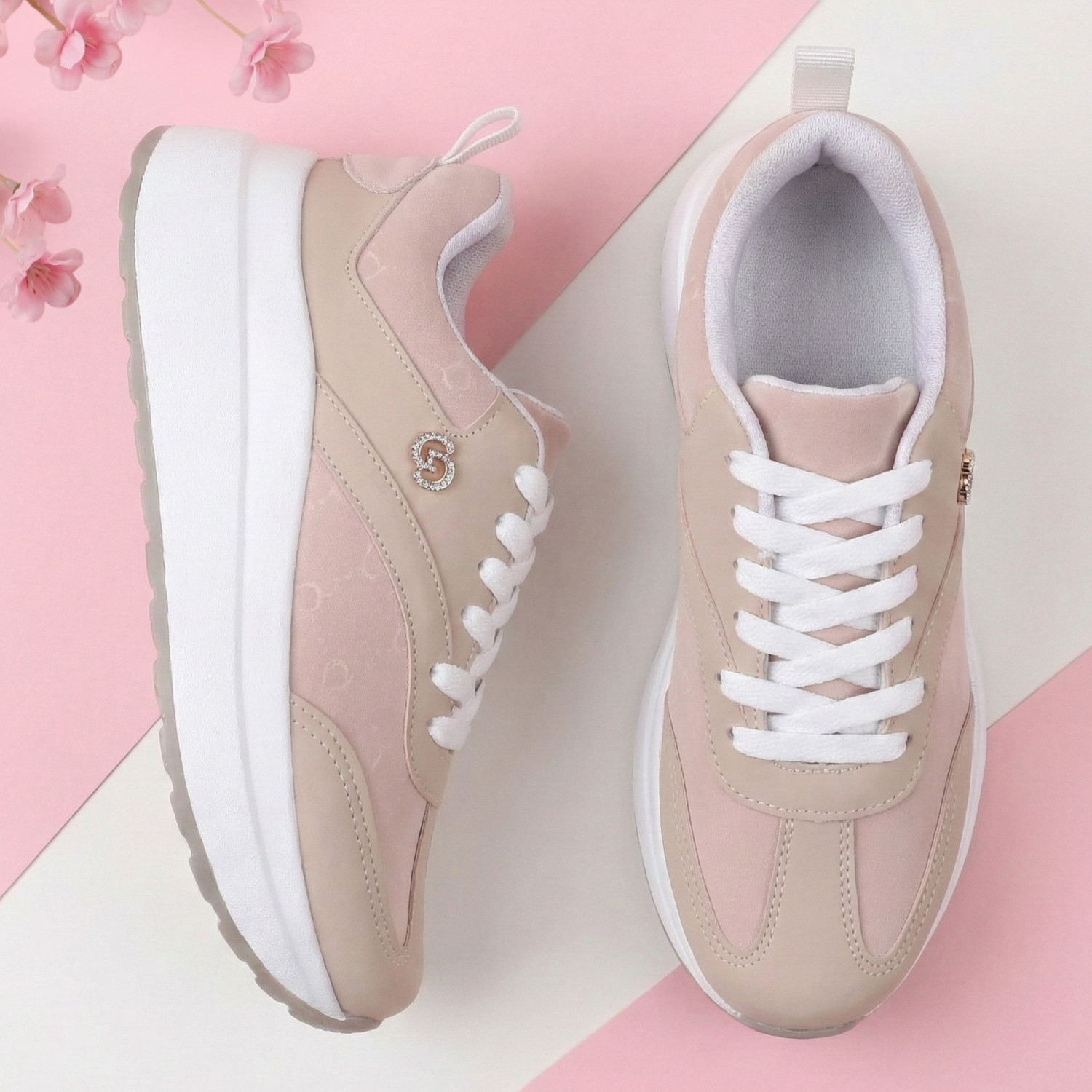 Image of dheeraj footwear udyog Sneakers For Women (Pink, White , 7.5)