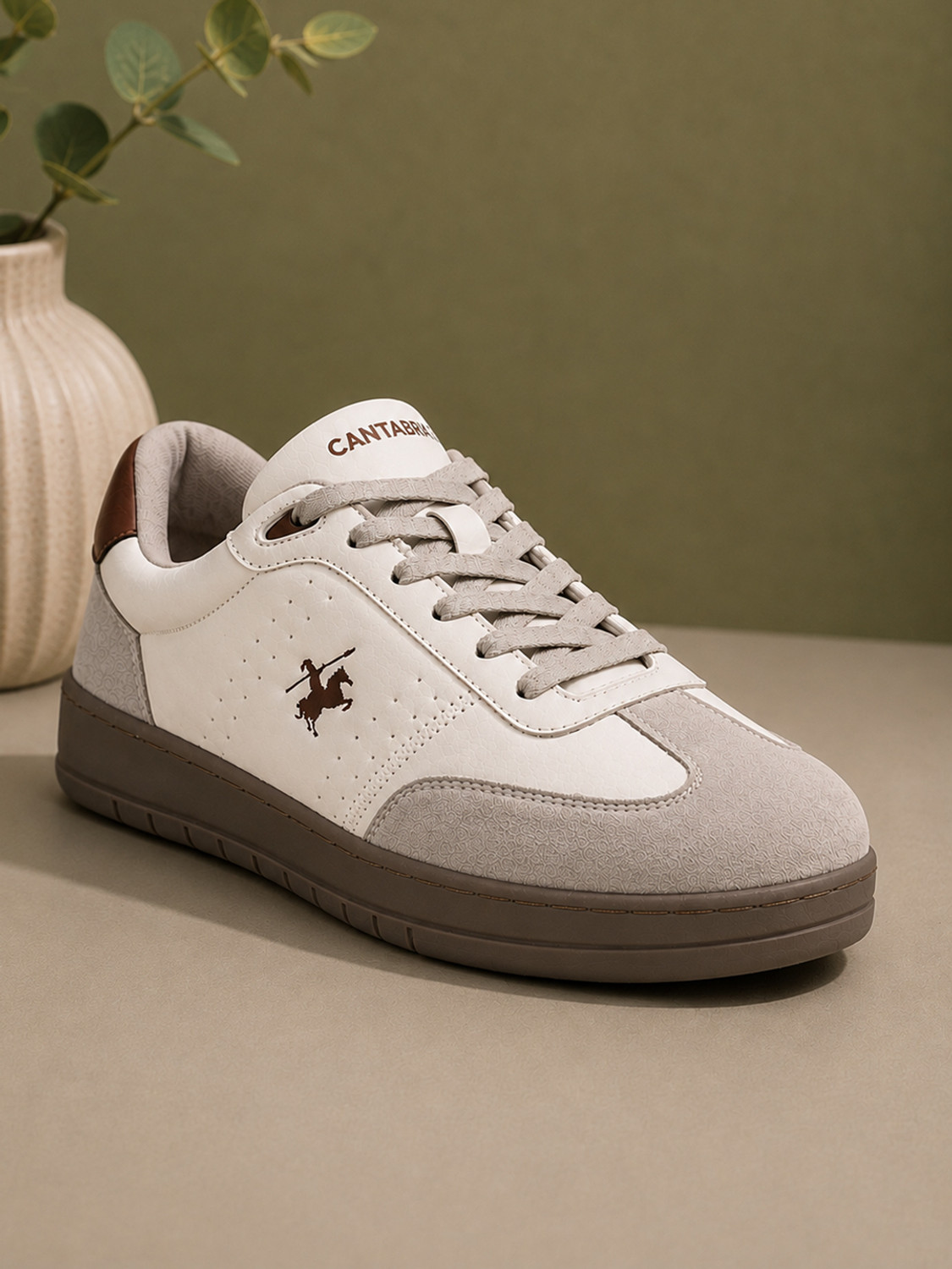 CANTABIL Men's Beige Colourblock Casual Sneakers - Image 6