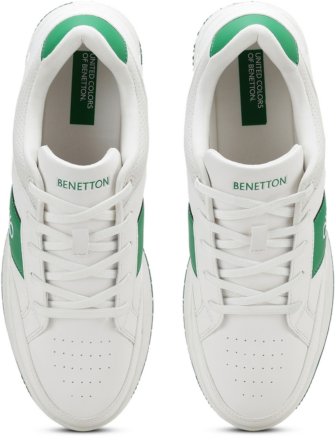 Image of United Colors of Benetton Perforations Lace-Up Sneakers Sneakers For Men (White , 8)