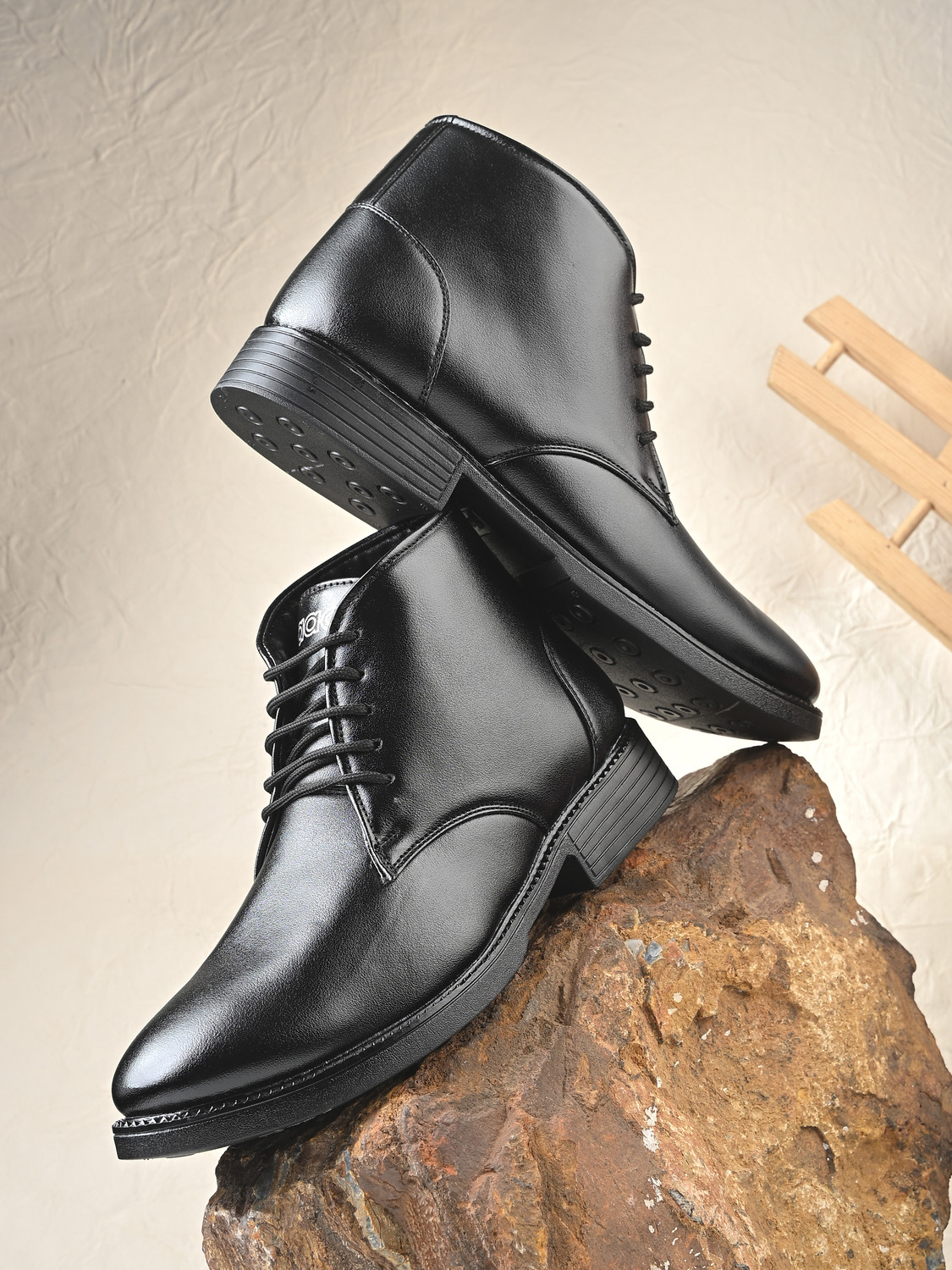 Image of Zixer Leather Mid-Top Formal Shoes Men's /Office Leather Shoe For Men /Derby Formal Shoe Lace Up For Men (Black , 8)