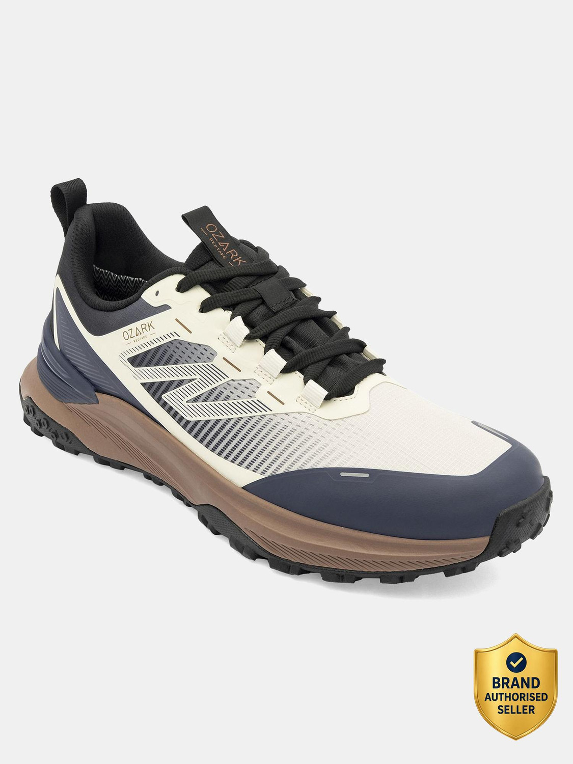 Image of RED TAPE Hiking & Trekking Shoes For Men (Off White, Brown , 9)