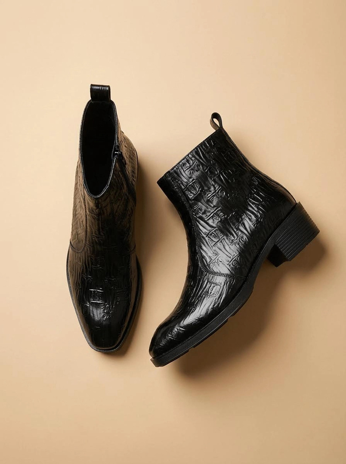 BIG FOX Croc-Texture Cuban Boots - Image 6