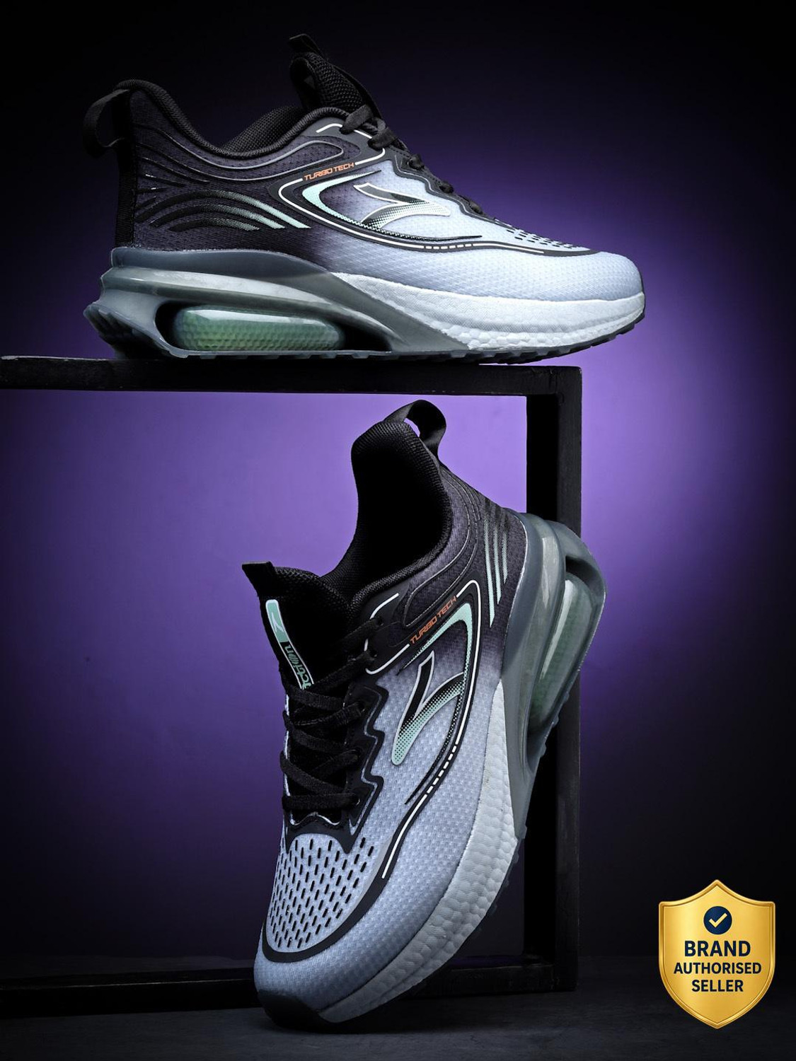 ACTION Athleo TURBO-721 Running Shoes (Grey, Black, Size 9) - Image 1