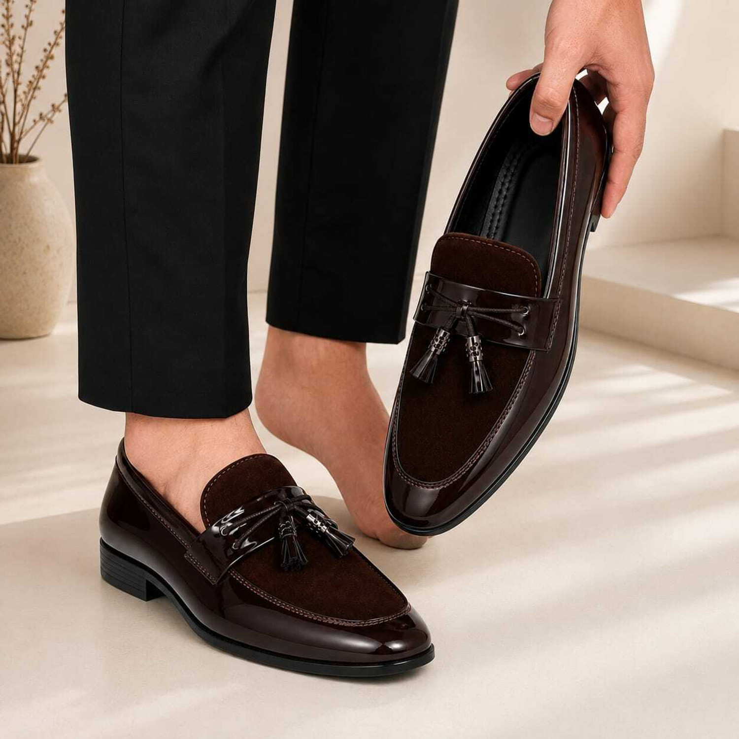 Image of mzoracollection Royal Gloss Tassel Loafers Casuals For Men (Brown , 10)