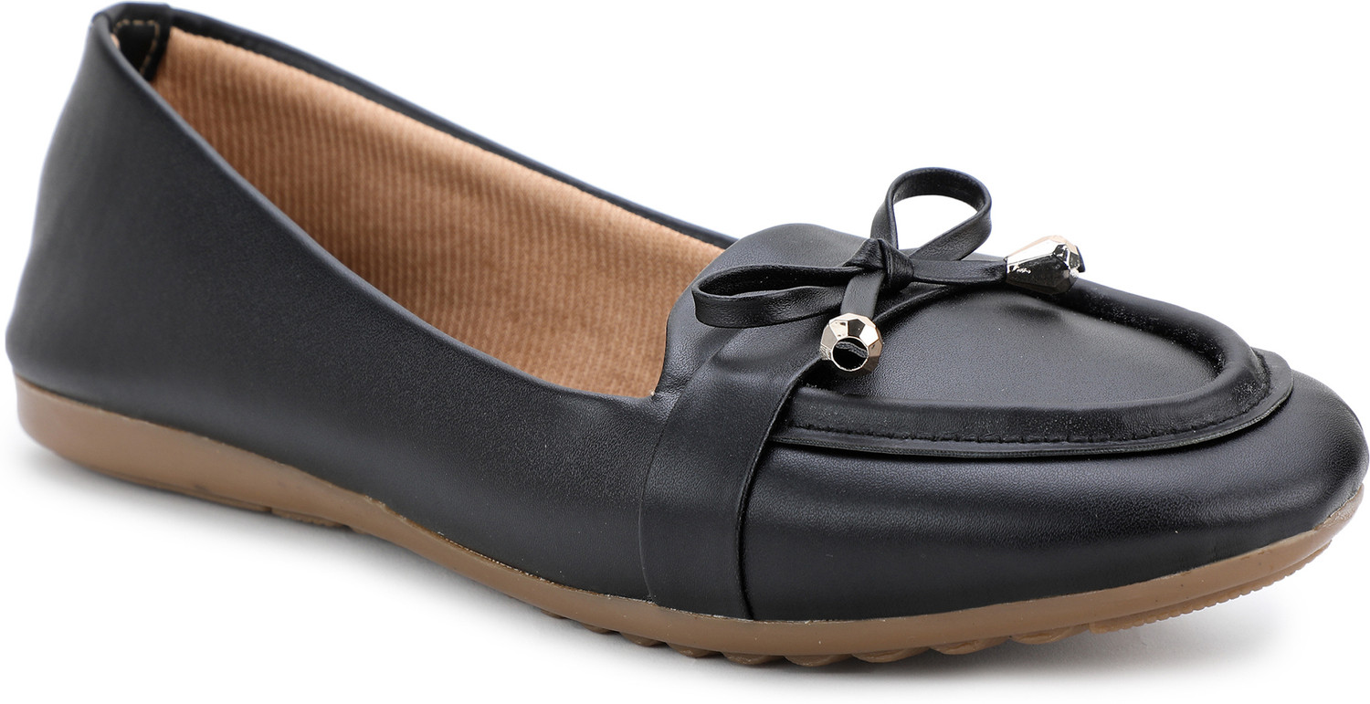 Image of TWO SOFT Women Stylish Comfortable Upper Black Loafers For Girls Loafers Loafers For Women (Black , 8)