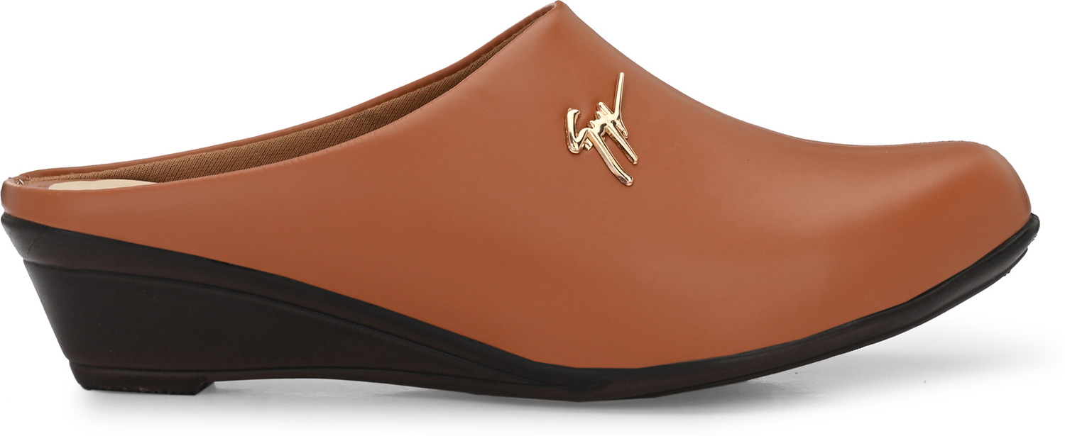 Image of FOOTLOOSE Women Flats Comfortable Slip On Backless Pointed Toe Mules Shoes Casuals For Women (Tan , 10)