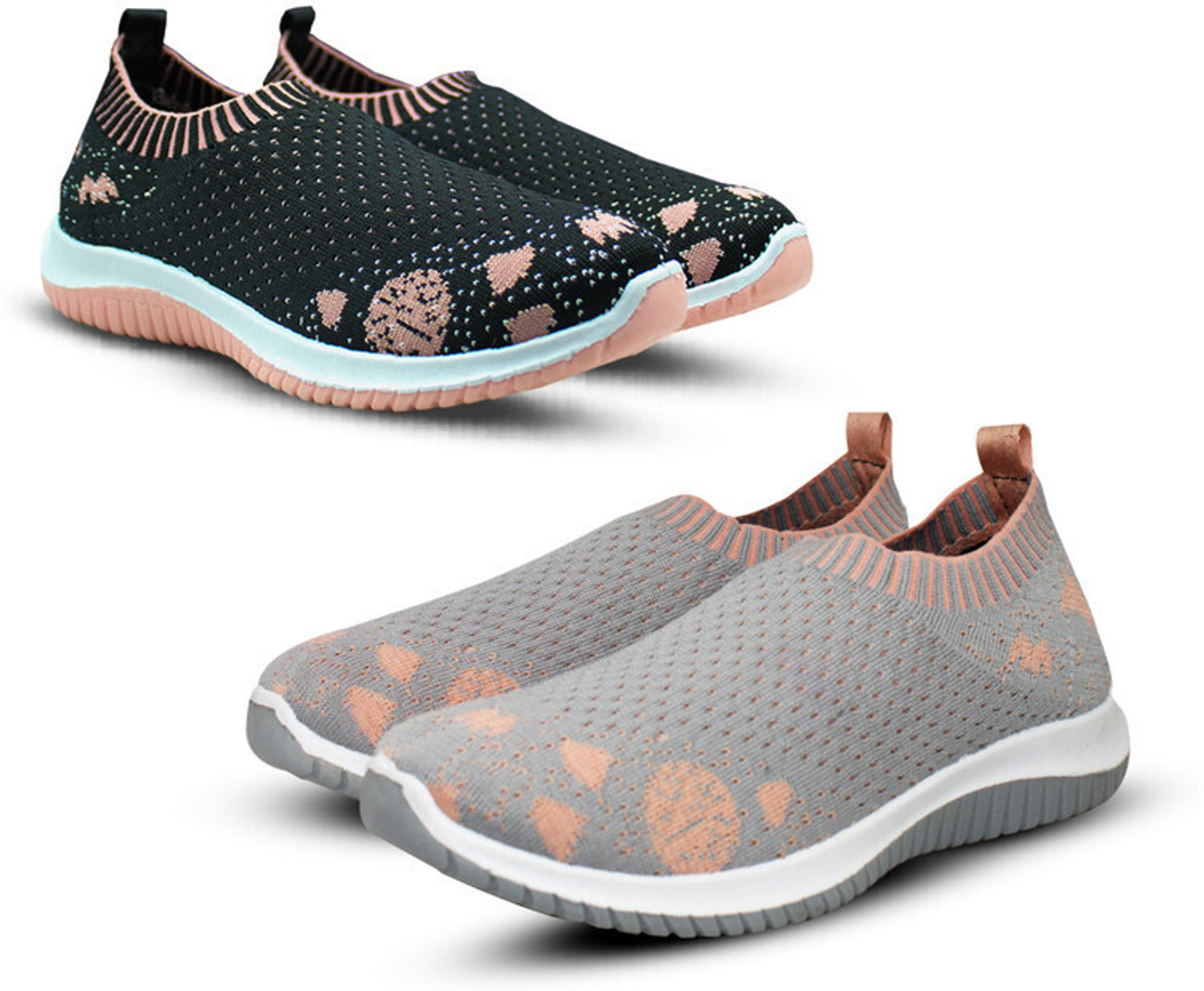 Image of Fabbmate 2 Pair Without Laces Daily use Shoes Canvas Shoes For Women (Multicolor , 6)