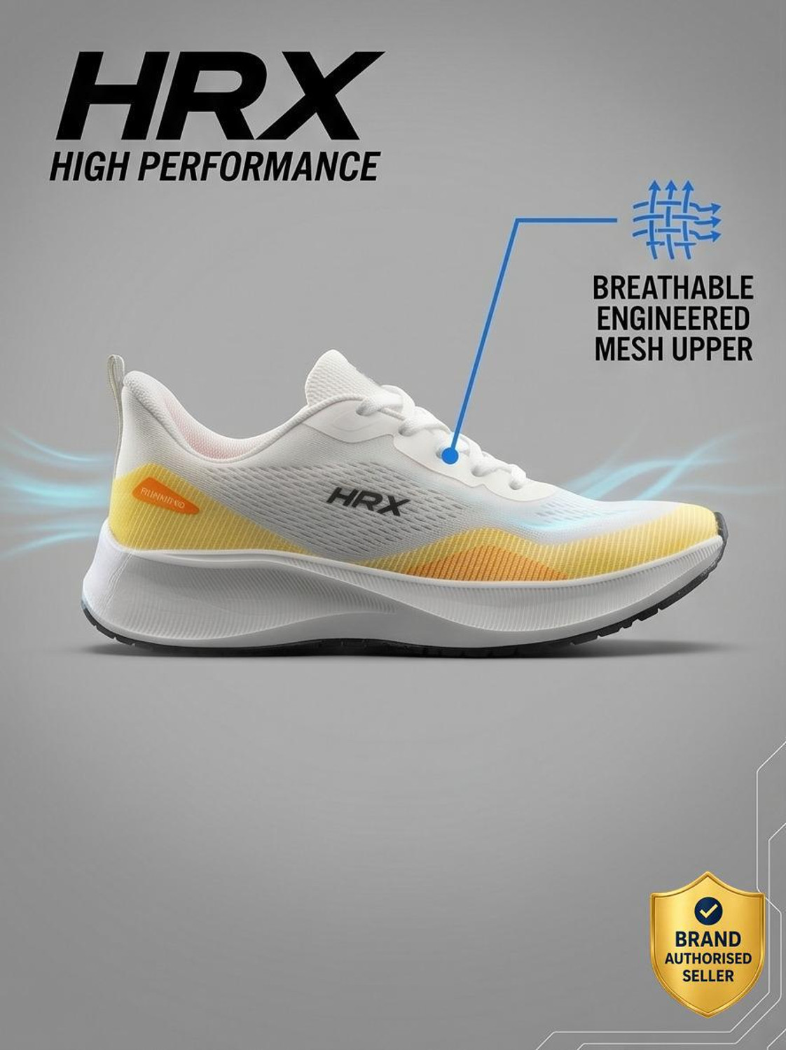 Image of HRX by Hrithik Roshan RC-110W GREY Training & Gym Shoes For Men (Grey , 8)