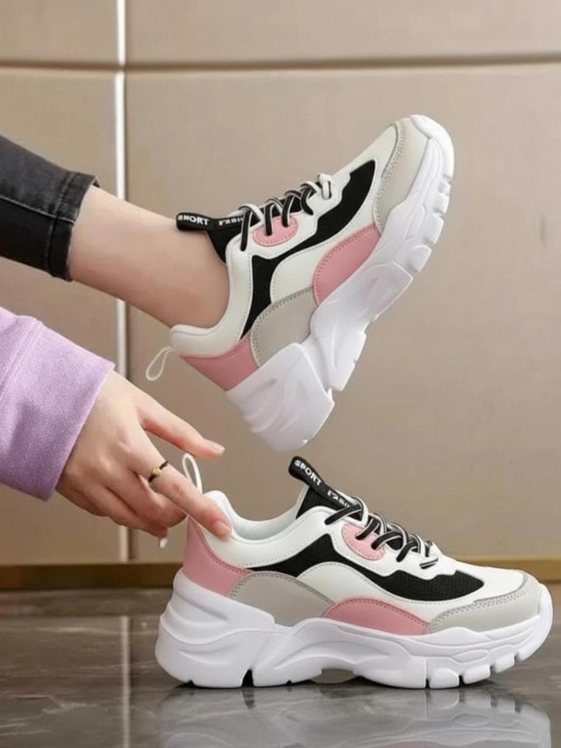 Image of dheeraj footwear udyog Sneakers For Women (Pink, White , 7.5)