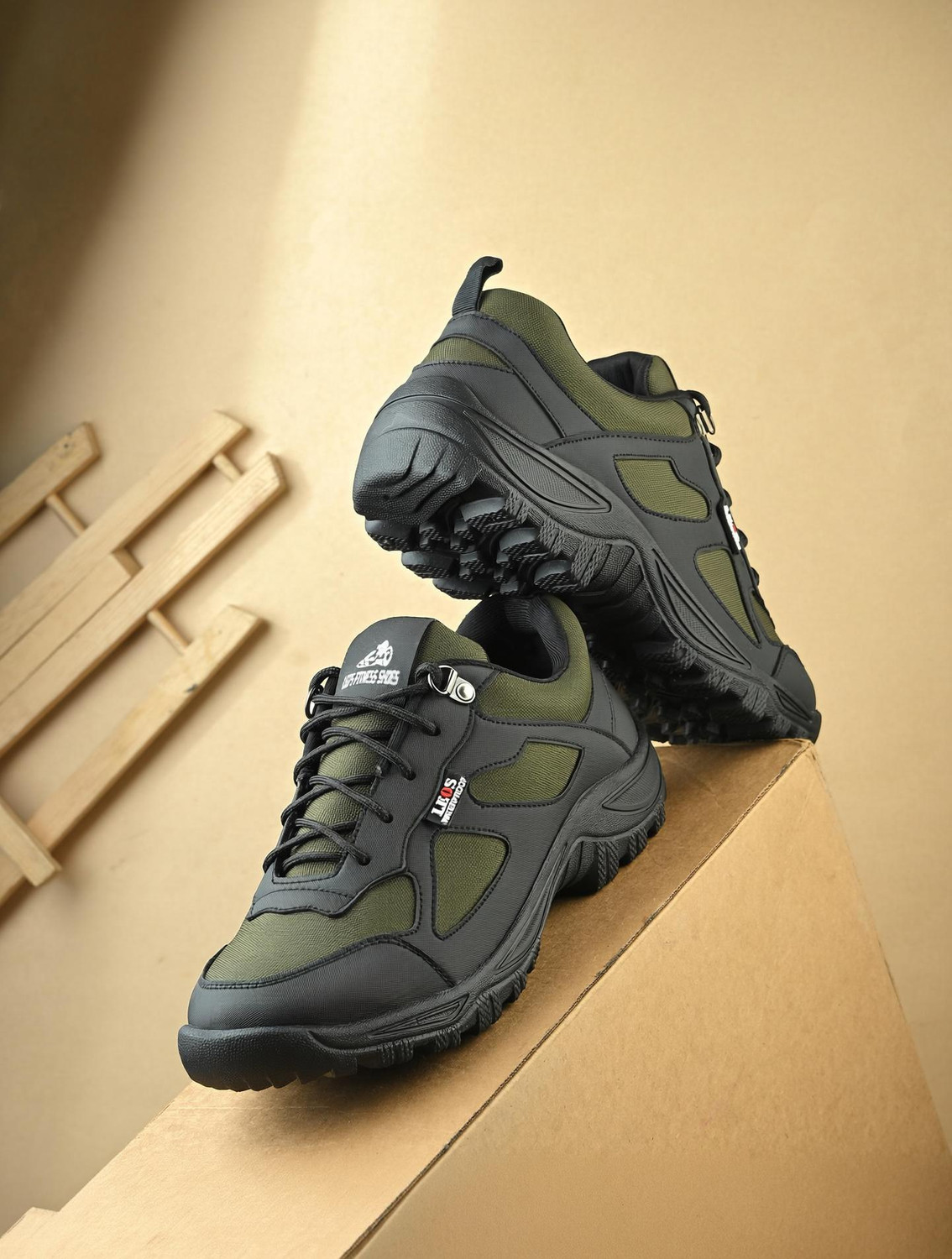 Image of RED TAPE Hiking & Trekking Shoes For Men (Off White, Brown , 9)