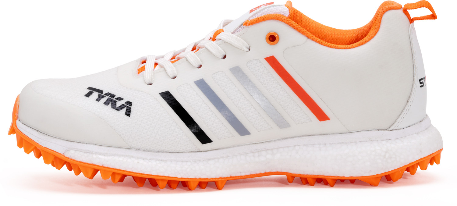 Image of TYKA Storm ETPU Studs Cricket Shoes for Men Sneakers For Unisex (Orange, White , 10)