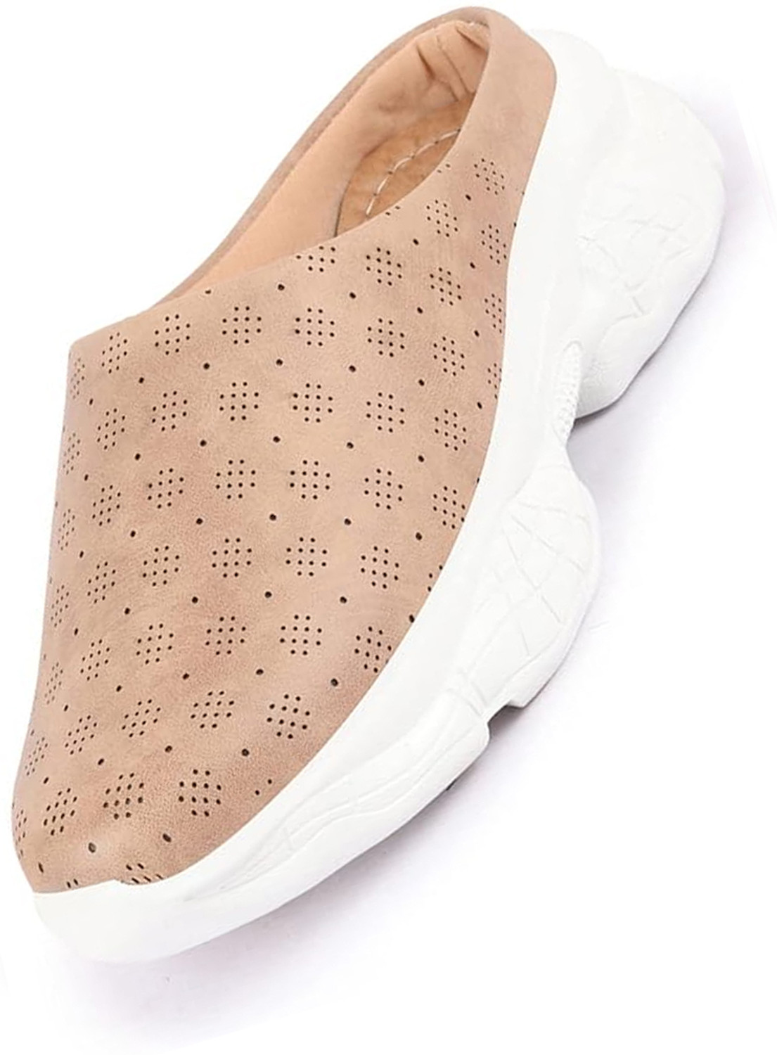 Image of FOOTLOOSE Women Flats Comfortable Slip On Backless Pointed Toe Mules Shoes Casuals For Women (Tan , 10)