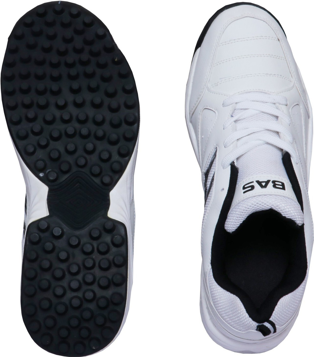 Image of BAS Vampire 001 CRICKET RUBBER STUD Cricket Shoes For Men (White, Black , 5)