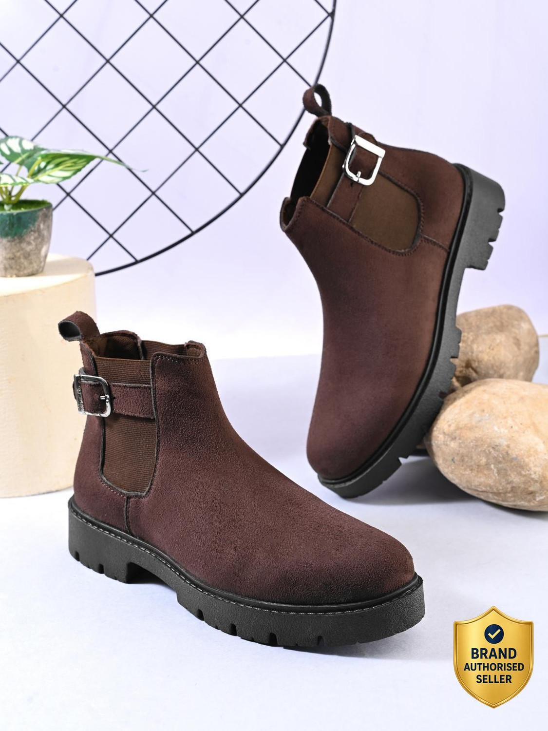 Image of PILLAA Genuine Leather Stylish Girls High Ankle Suede Party Wear Boots For Women (Brown , 5)