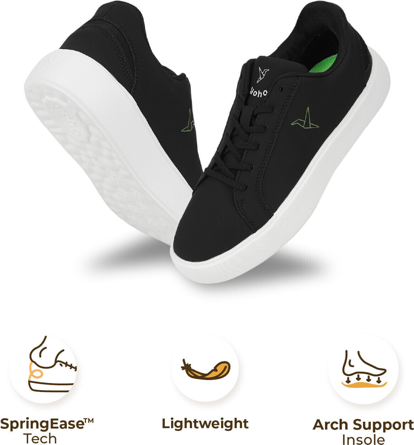 Image of Blinc sneakers by Yoho | Hands free lightweight shoes Sneakers For Men (Black , 7)