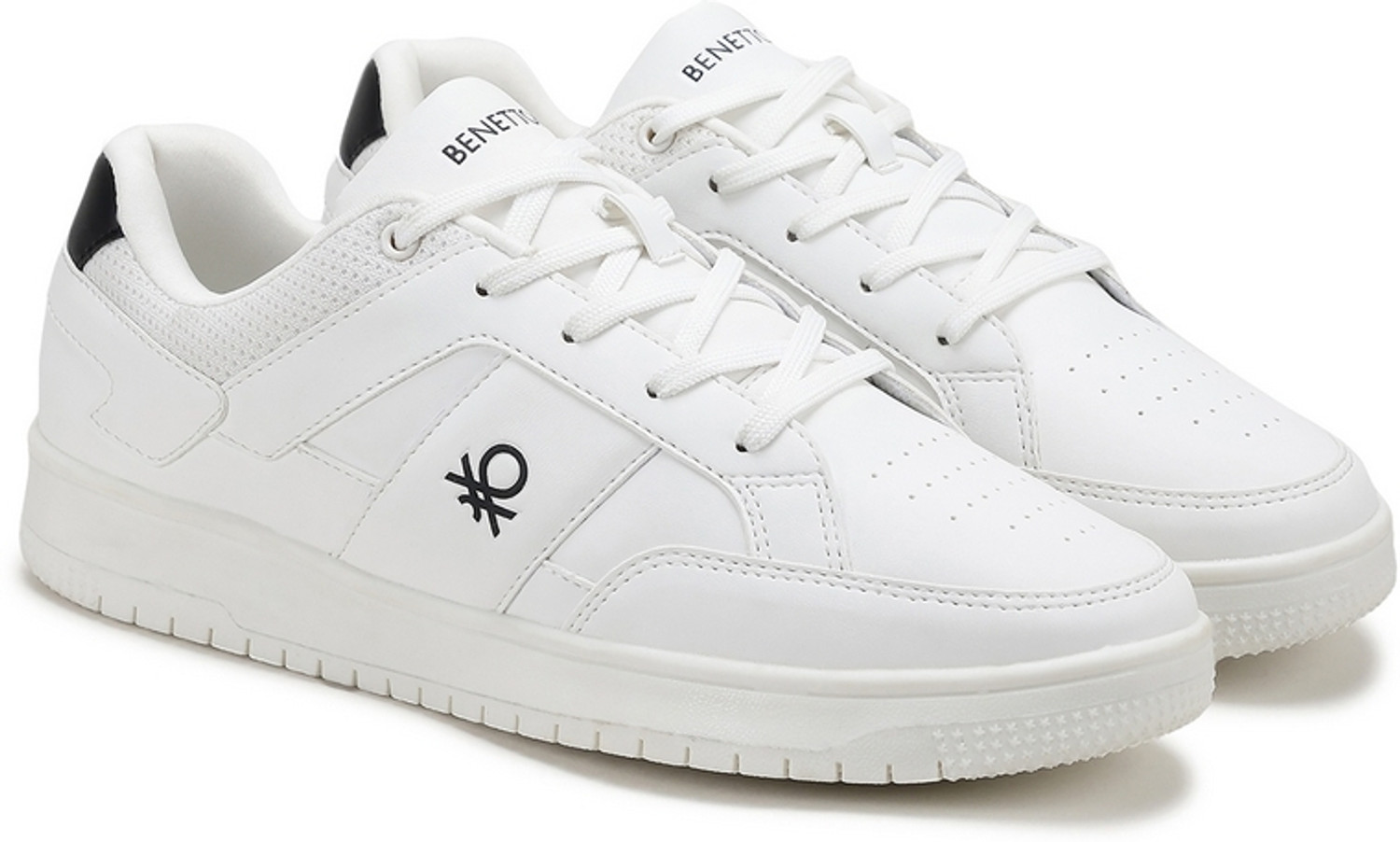 Image of United Colors of Benetton Perforations Lace-Up Sneakers Sneakers For Men (White , 10)