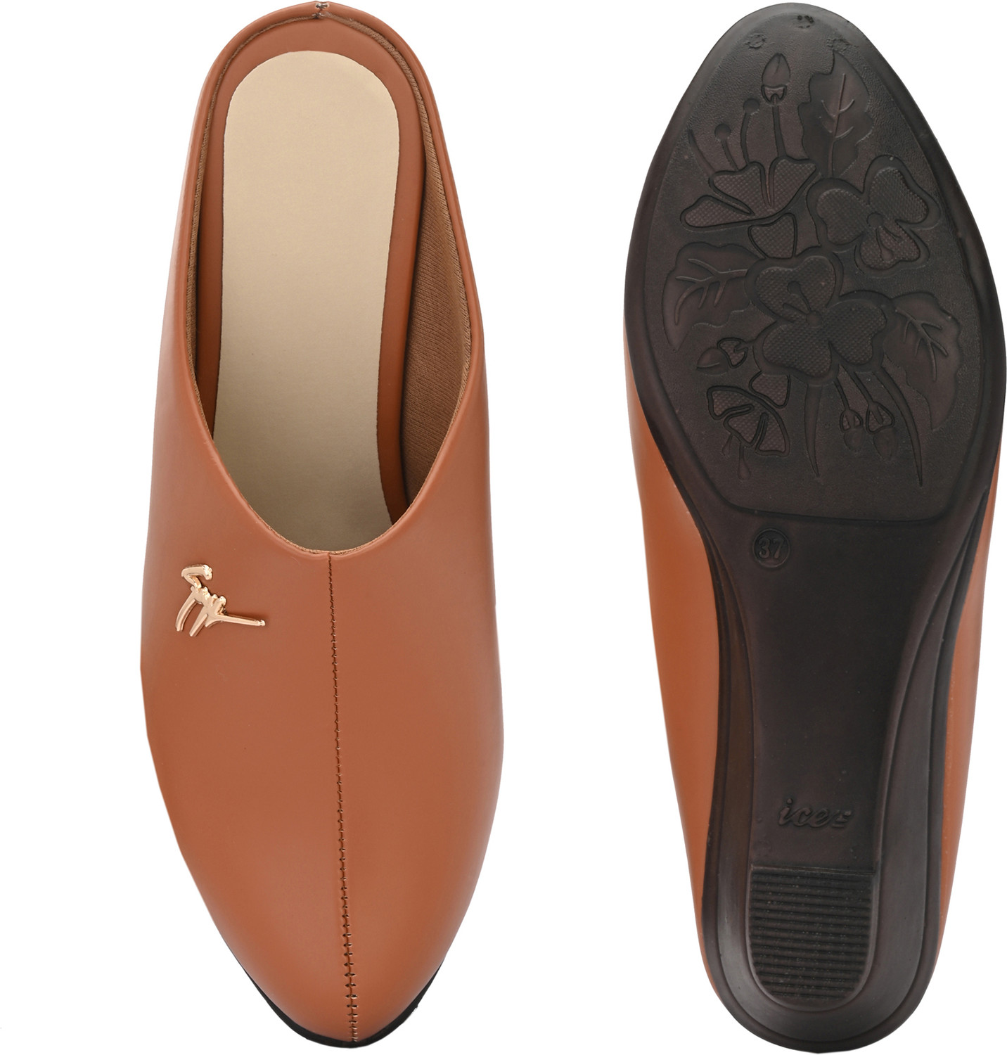 Image of FOOTLOOSE Women Flats Comfortable Slip On Backless Pointed Toe Mules Shoes Casuals For Women (Tan , 10)