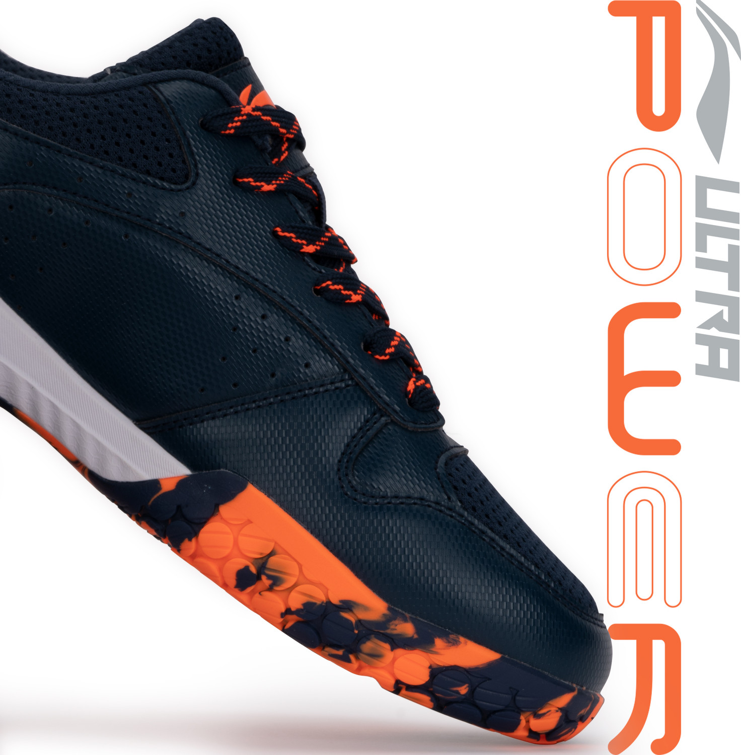 Image of LI-NING Ultra Power Badminton Shoes For Men (Navy, Orange , 2.5)