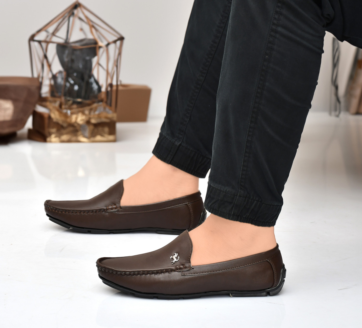 Image of Kuiq Geniune Synthetic Leather Trendy,Lightweight,Outdoor,Stylish,Partwear Loafers For Men (Brown , 7)