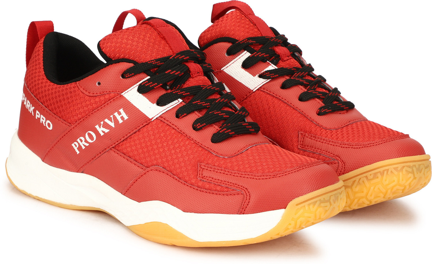 Image of PRO KVH Spark Pro Memory Foam Non-Marking Gum Sole Shoes Squash & Table Tenni Badminton Shoes For Men (Red , 7)